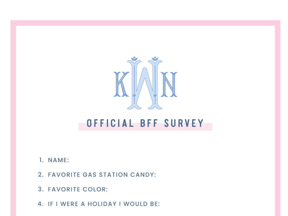 My Best Friend Favorites Bff Survey Knw